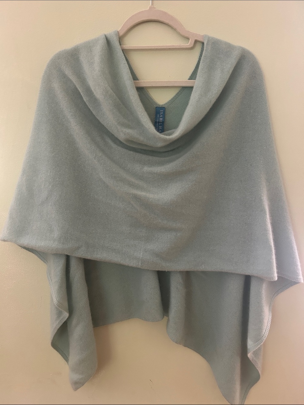 Soft Draped Poncho Sweater - Light Sage